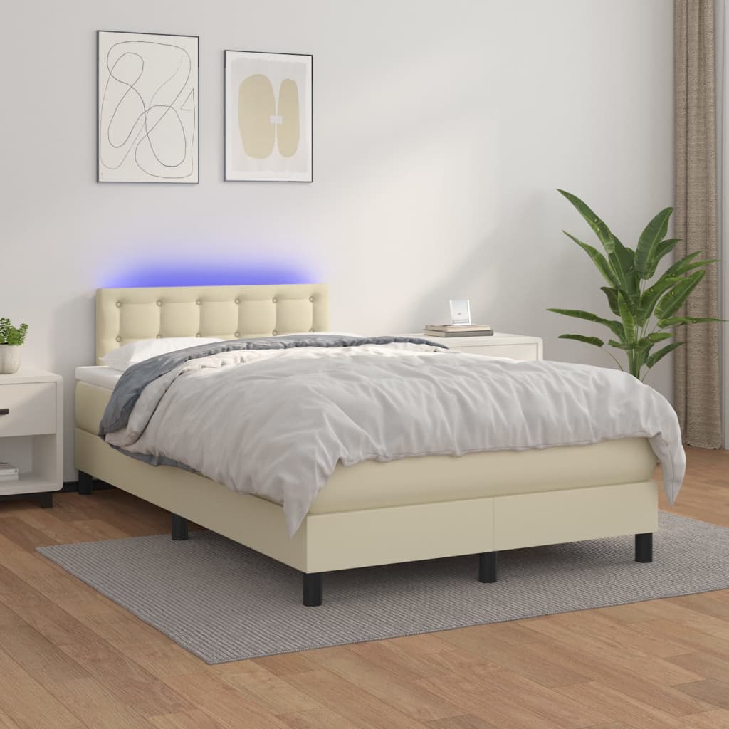 Sommier à lattes de lit avec matelas et LED Crème 120x200 cm - XIOS