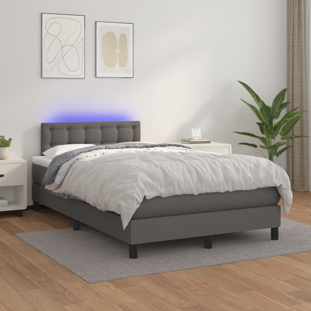 Sommier à lattes de lit avec matelas et LED Gris 120x200 cm - XIOS