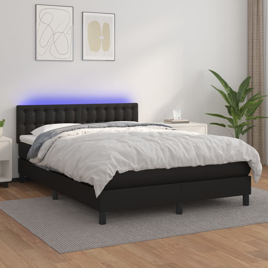 Sommier à lattes de lit avec matelas et LED Noir 140x190cm - XIOS