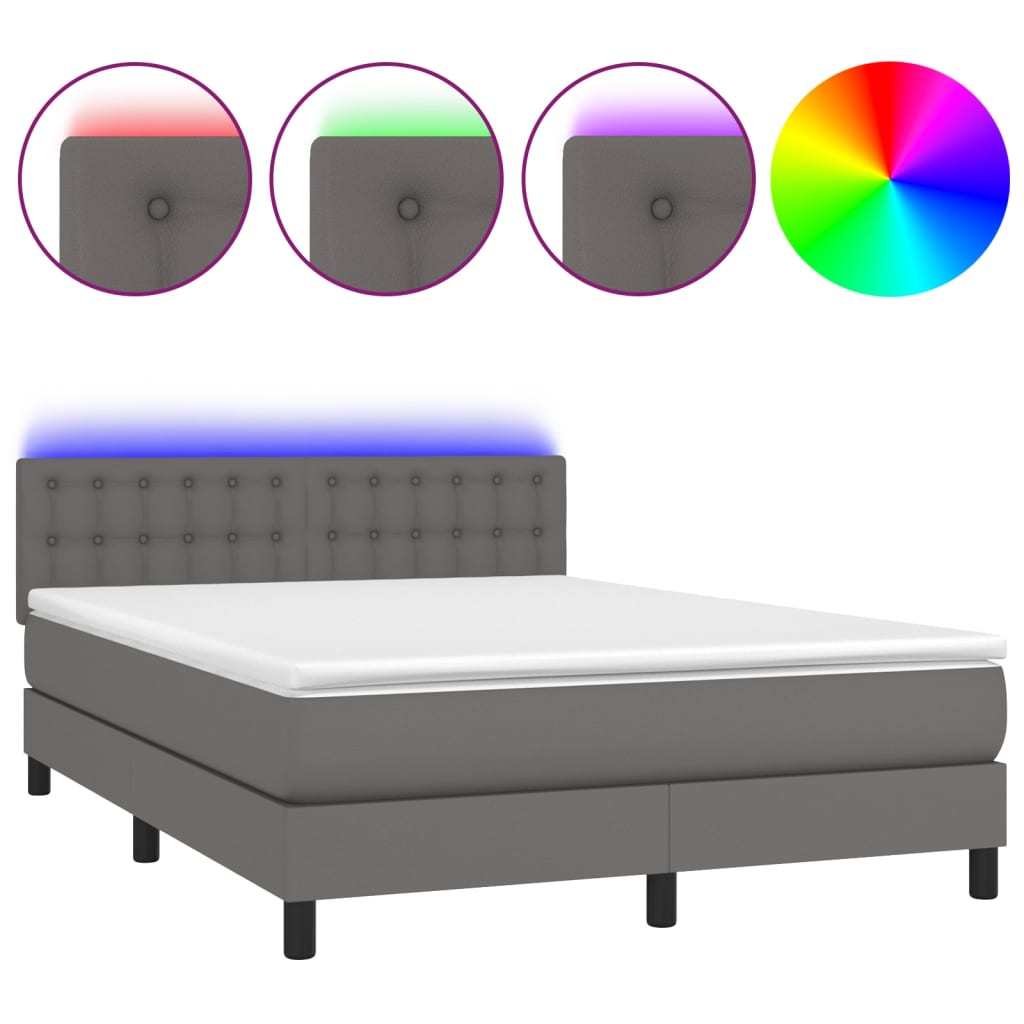 Sommier à lattes de lit avec matelas et LED Gris 140x190cm - XIOS
