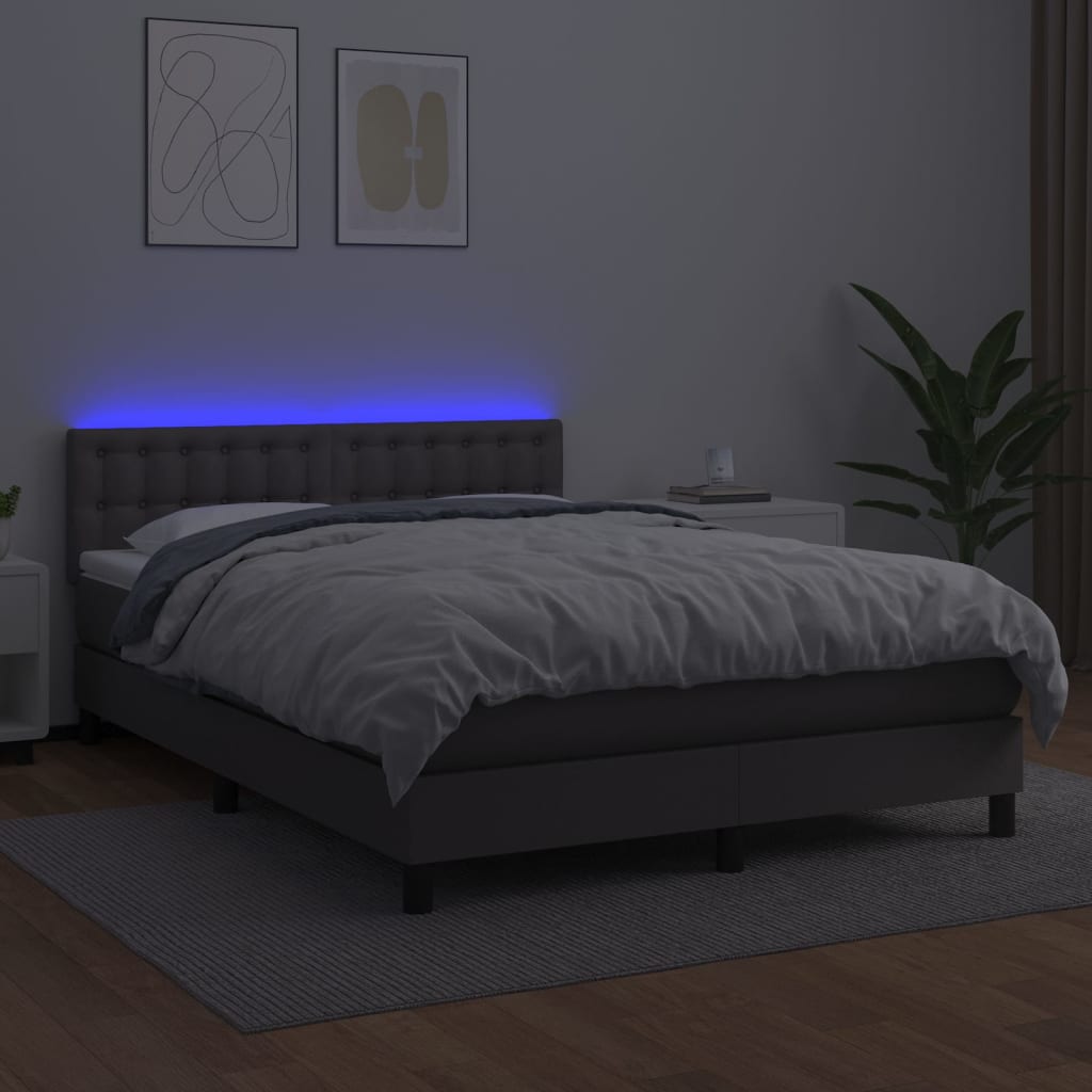 Sommier à lattes de lit avec matelas et LED Gris 140x190cm - XIOS