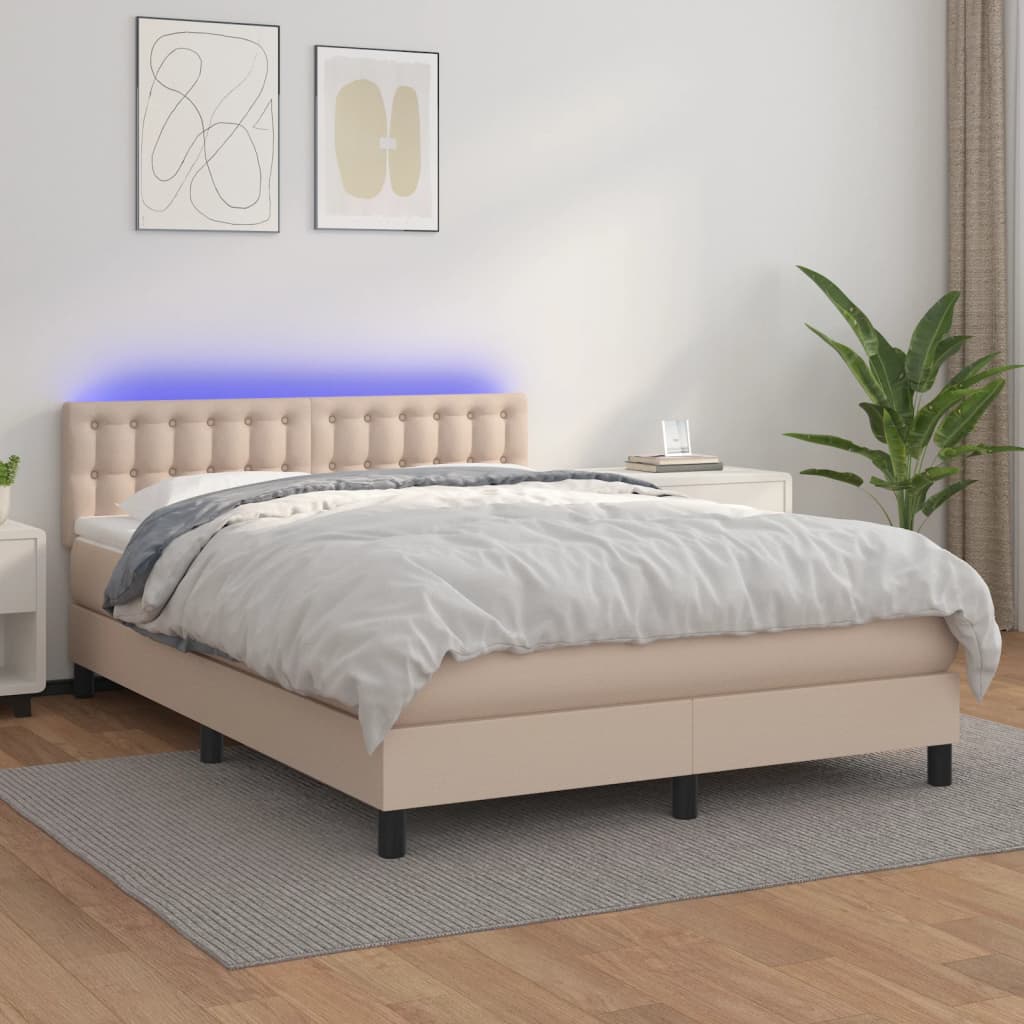 Sommier à lattes de lit avec matelas LED Cappuccino 140x190 cm - XIOS