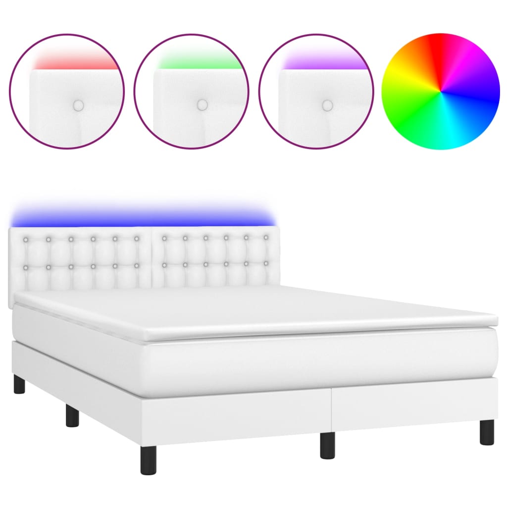 Sommier à lattes de lit avec matelas et LED Blanc 140x200 cm - XIOS