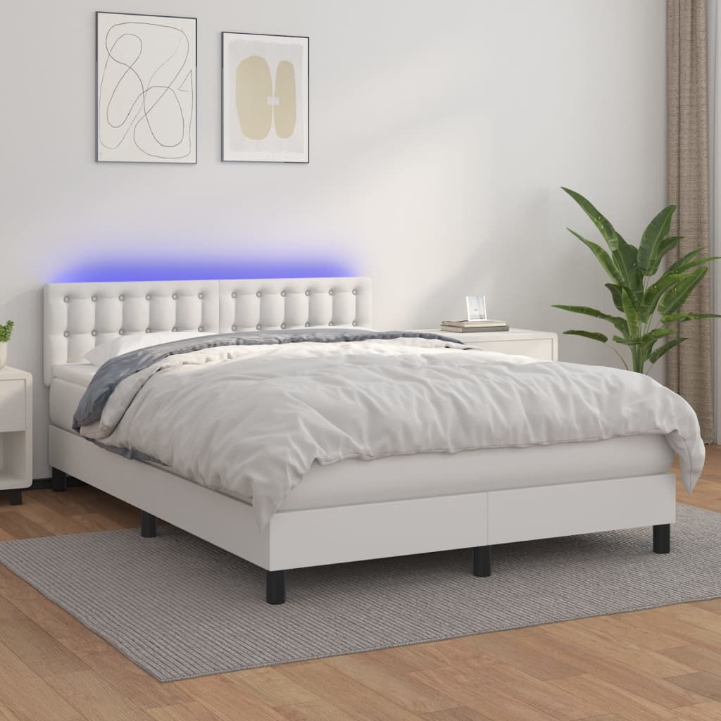 Sommier à lattes de lit avec matelas et LED Blanc 140x200 cm - XIOS