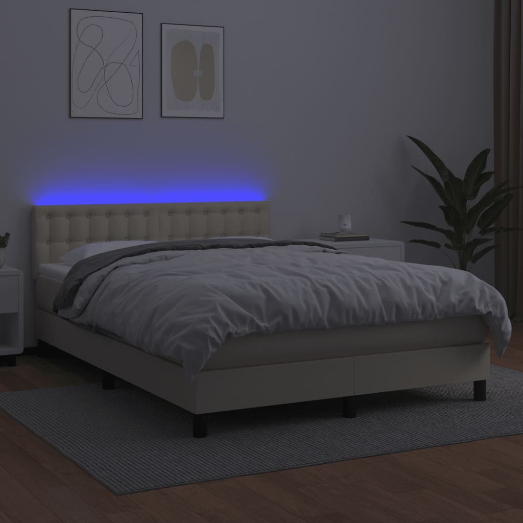 Sommier à lattes de lit avec matelas et LED Crème 140x200 cm - XIOS
