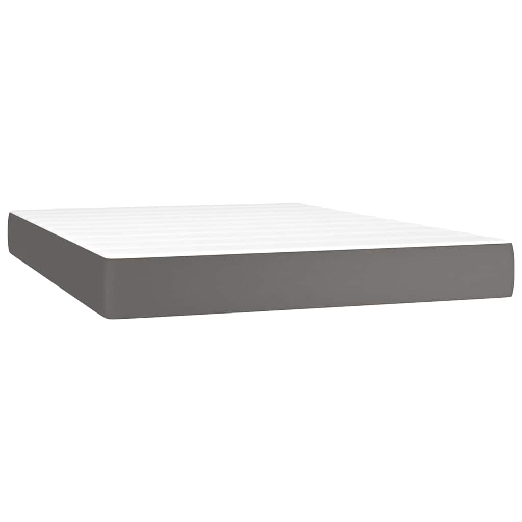 Sommier à lattes de lit avec matelas et LED Gris 140x200 cm