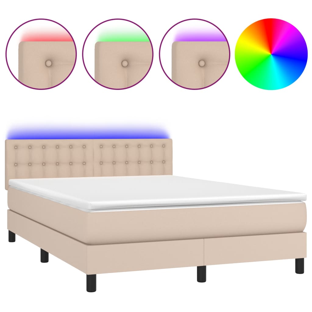 Sommier à lattes de lit avec matelas LED Cappuccino 140x200 cm - XIOS