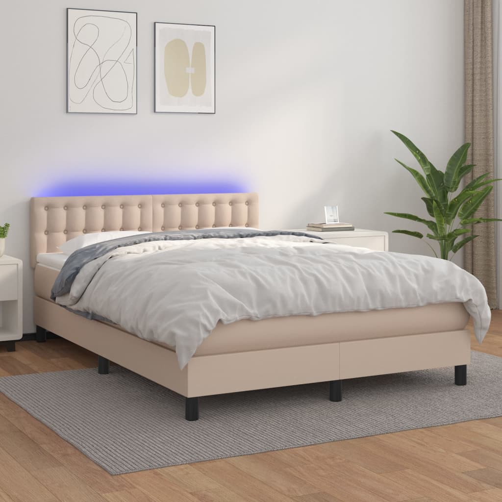 Sommier à lattes de lit avec matelas LED Cappuccino 140x200 cm - XIOS