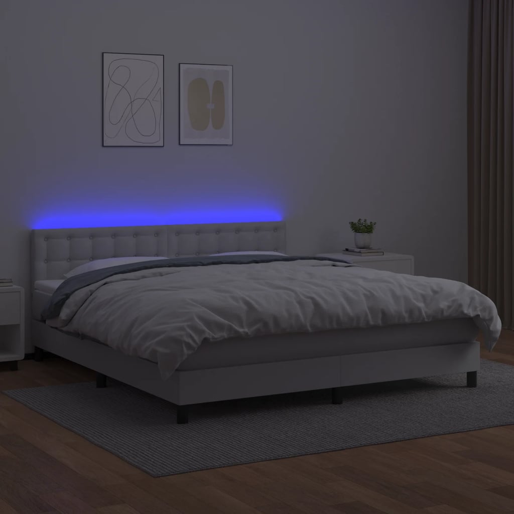 Sommier à lattes de lit avec matelas et LED Blanc 160x200 cm - XIOS