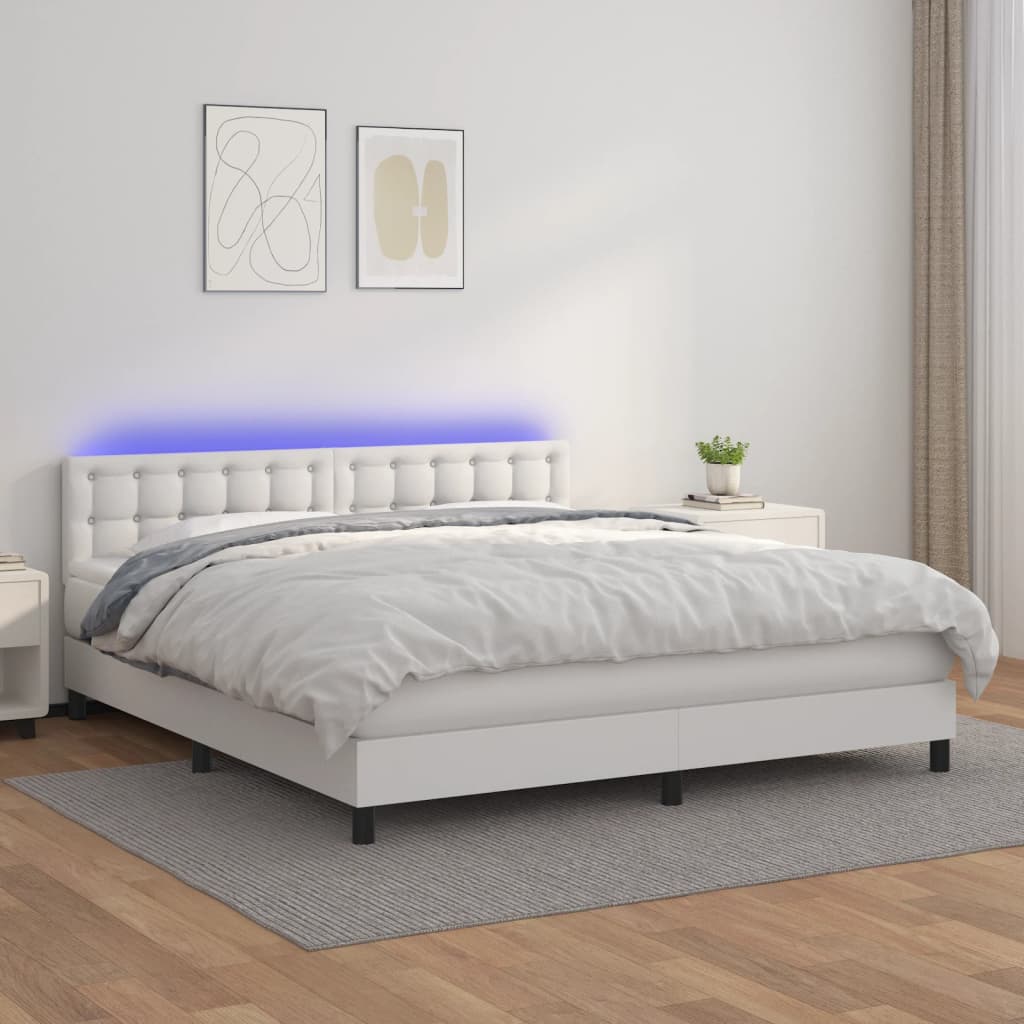 Sommier à lattes de lit avec matelas et LED Blanc 160x200 cm - XIOS