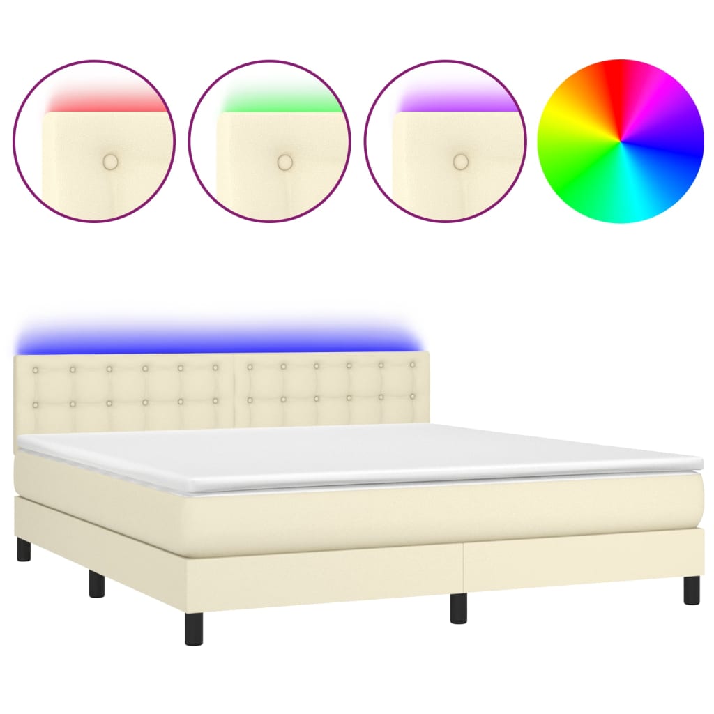 Sommier à lattes de lit avec matelas et LED Crème 160x200 cm - XIOS