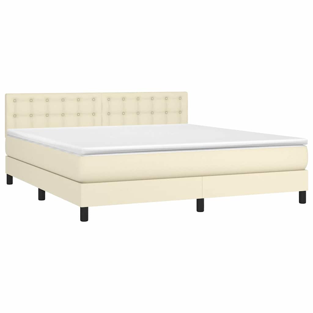 Sommier à lattes de lit avec matelas et LED Crème 160x200 cm
