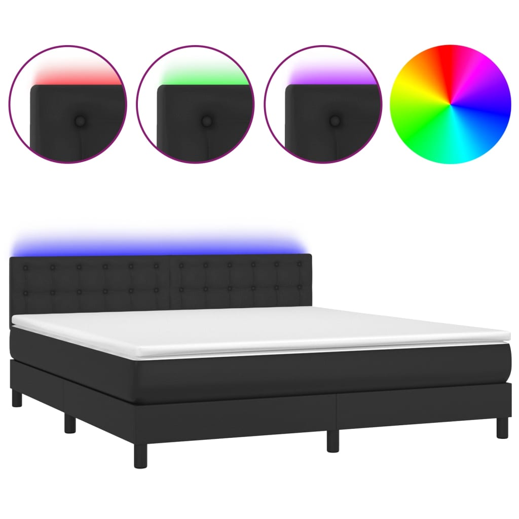 Sommier à lattes de lit avec matelas et LED Noir 180x200cm - XIOS