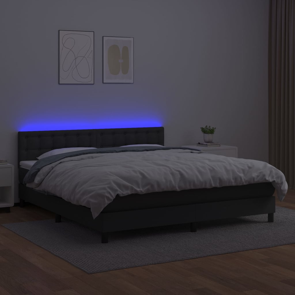 Sommier à lattes de lit avec matelas et LED Noir 180x200cm - XIOS