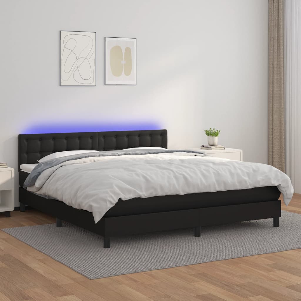 Sommier à lattes de lit avec matelas et LED Noir 180x200cm - XIOS