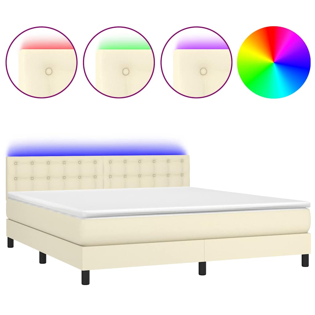 Sommier à lattes de lit avec matelas et LED Crème 180x200 cm - XIOS