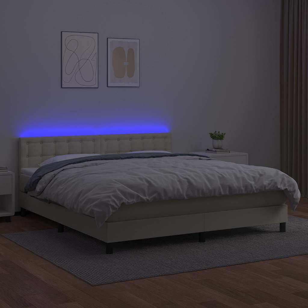 Sommier à lattes de lit avec matelas et LED Crème 180x200 cm - XIOS