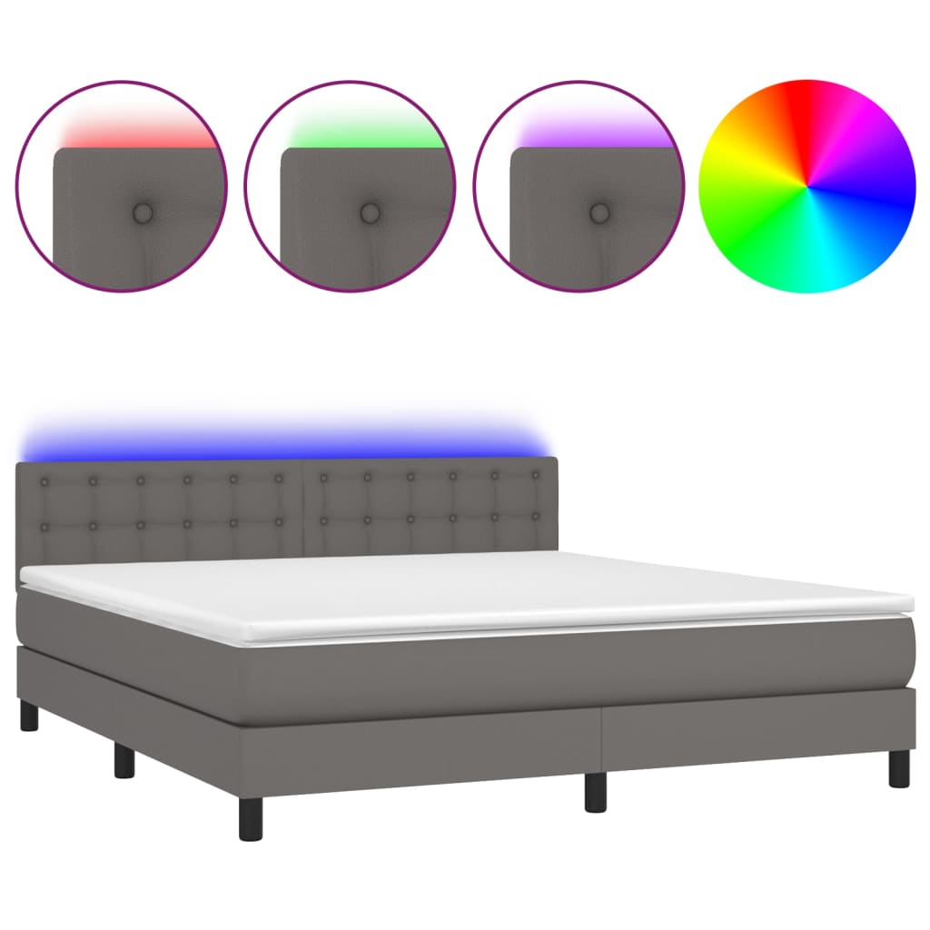 Sommier à lattes de lit avec matelas et LED Gris 180x200 cm - XIOS