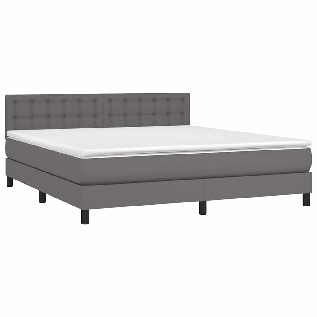 Sommier à lattes de lit avec matelas et LED Gris 180x200 cm