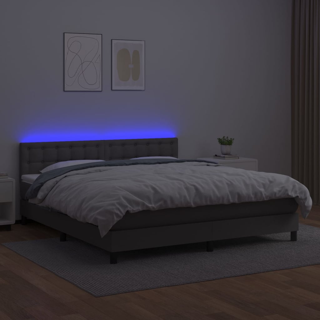 Sommier à lattes de lit avec matelas et LED Gris 180x200 cm - XIOS