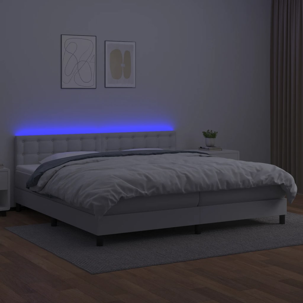 Sommier à lattes de lit avec matelas et LED Blanc 200x200 cm - XIOS