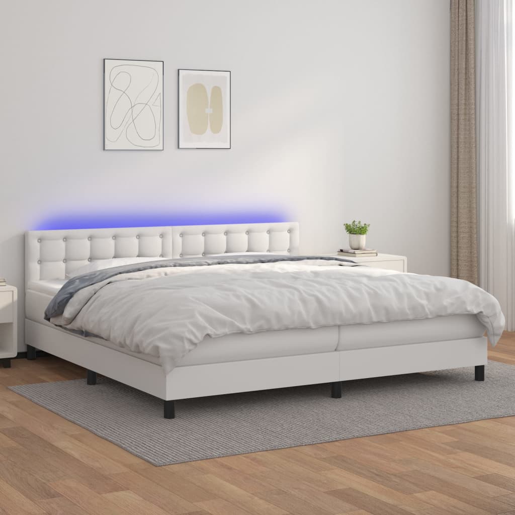 Sommier à lattes de lit avec matelas et LED Blanc 200x200 cm - XIOS