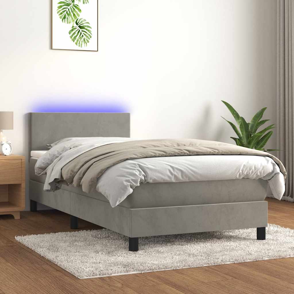 Sommier à lattes de lit avec matelas et LED Gris clair 80x200cm - XIOS
