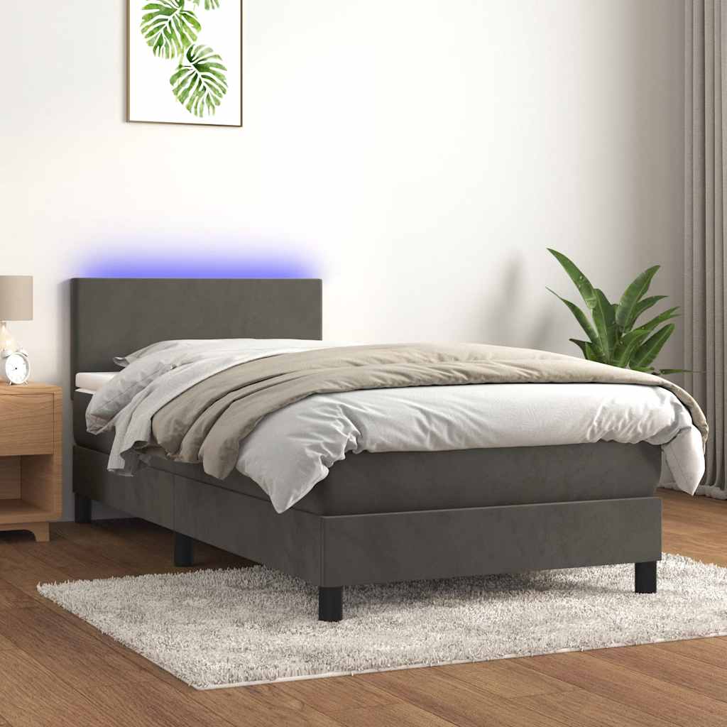 Sommier à lattes de lit avec matelas et LED Gris foncé 80x200cm - XIOS