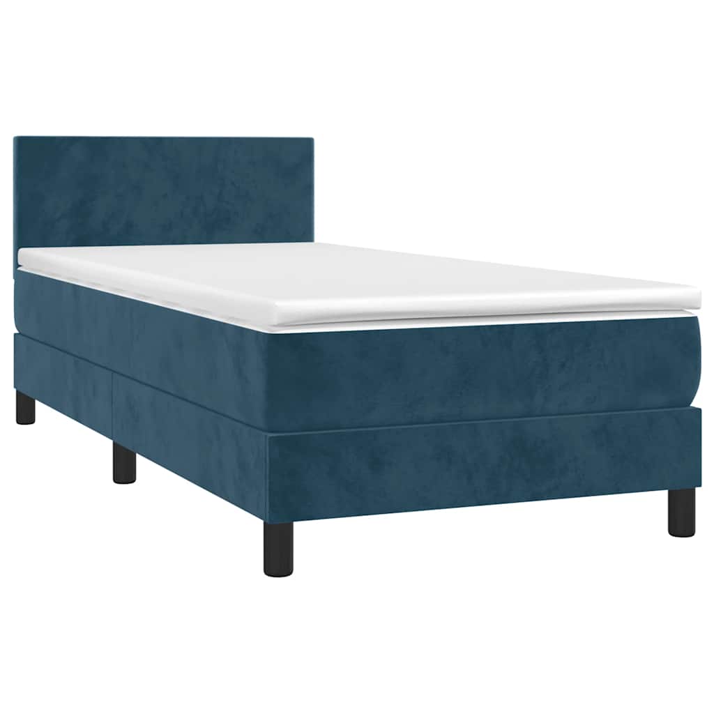 Sommier à lattes de lit avec matelas et LED Bleu foncé 90x190cm - XIOS