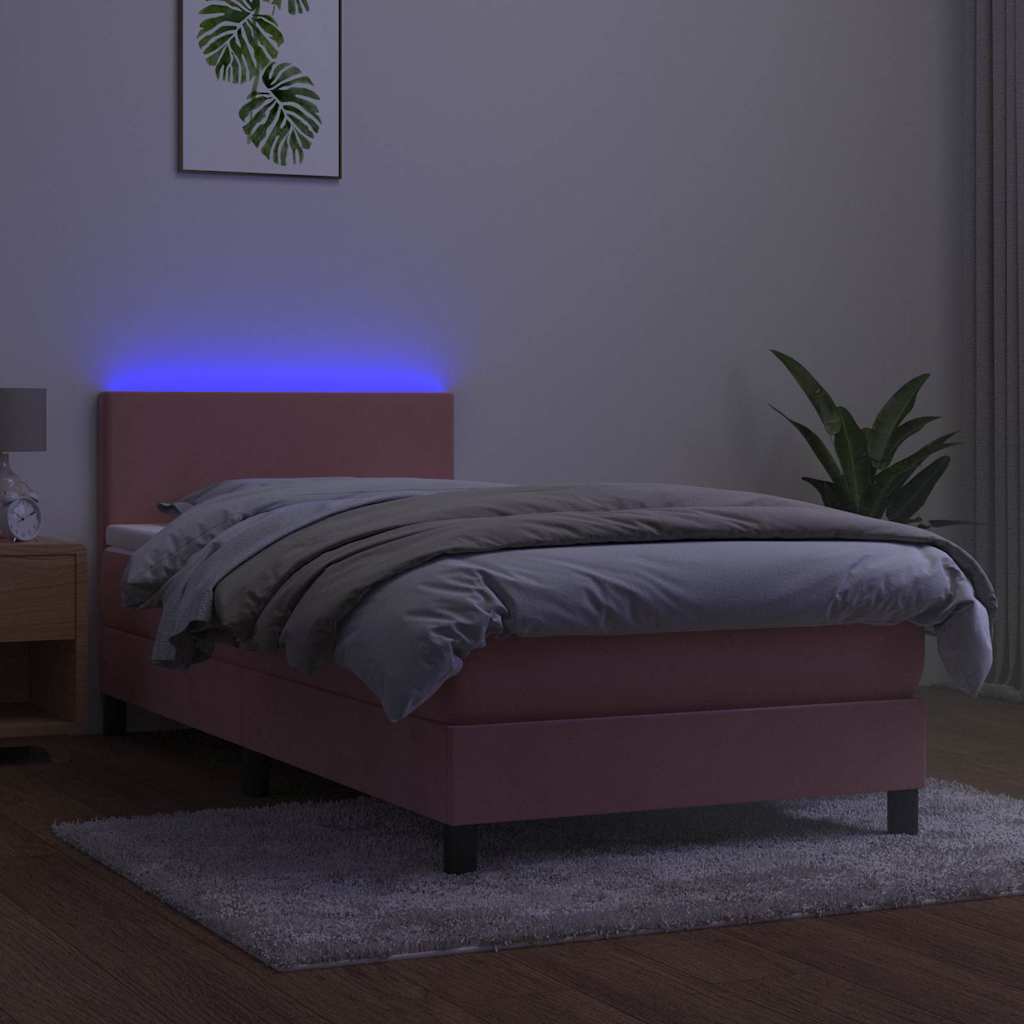 Sommier à lattes de lit avec matelas LED Rose 90x190 cm Velours - XIOS