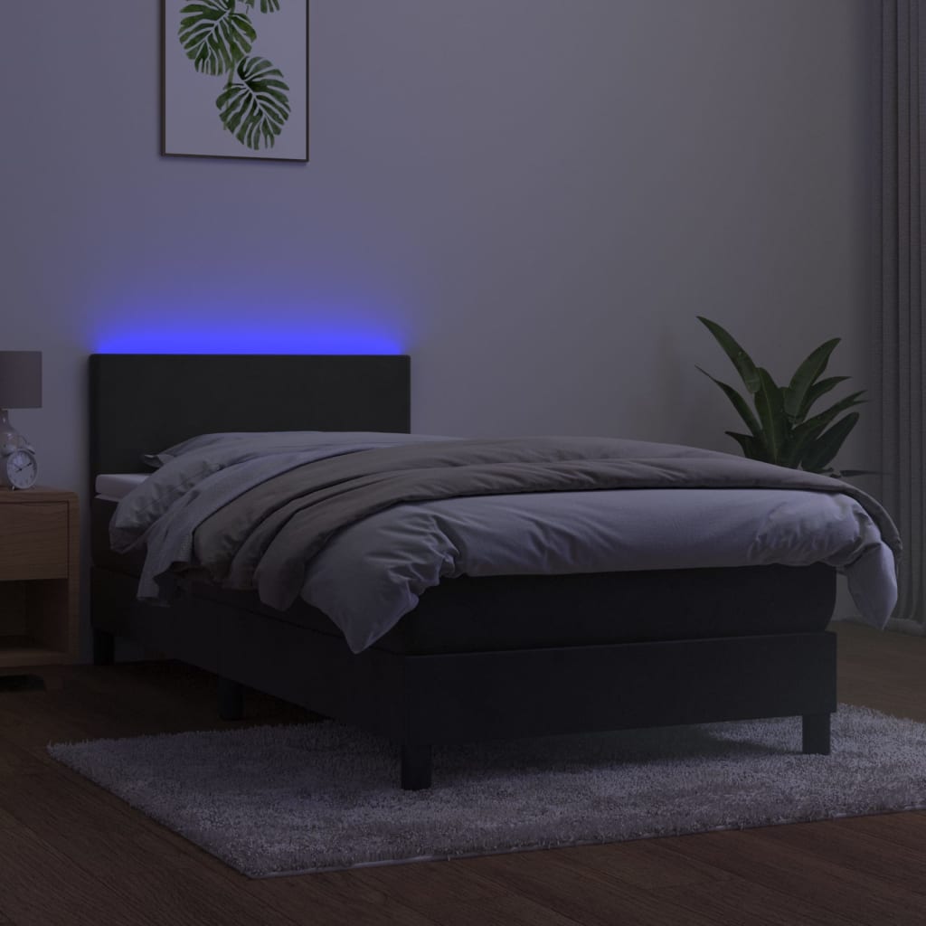 Sommier à lattes de lit avec matelas et LED Gris foncé 90x200cm - XIOS