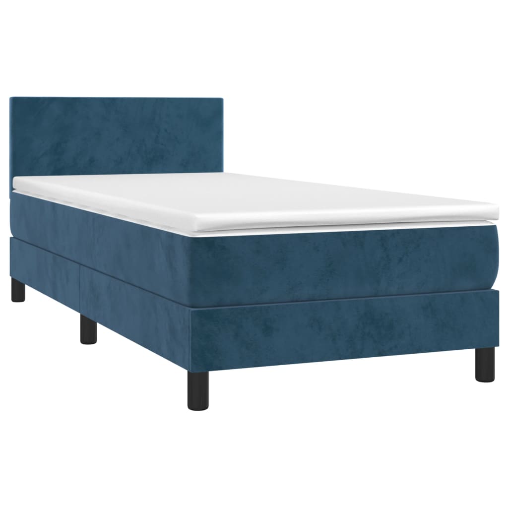 Sommier à lattes de lit avec matelas et LED Bleu foncé 90x200cm - XIOS