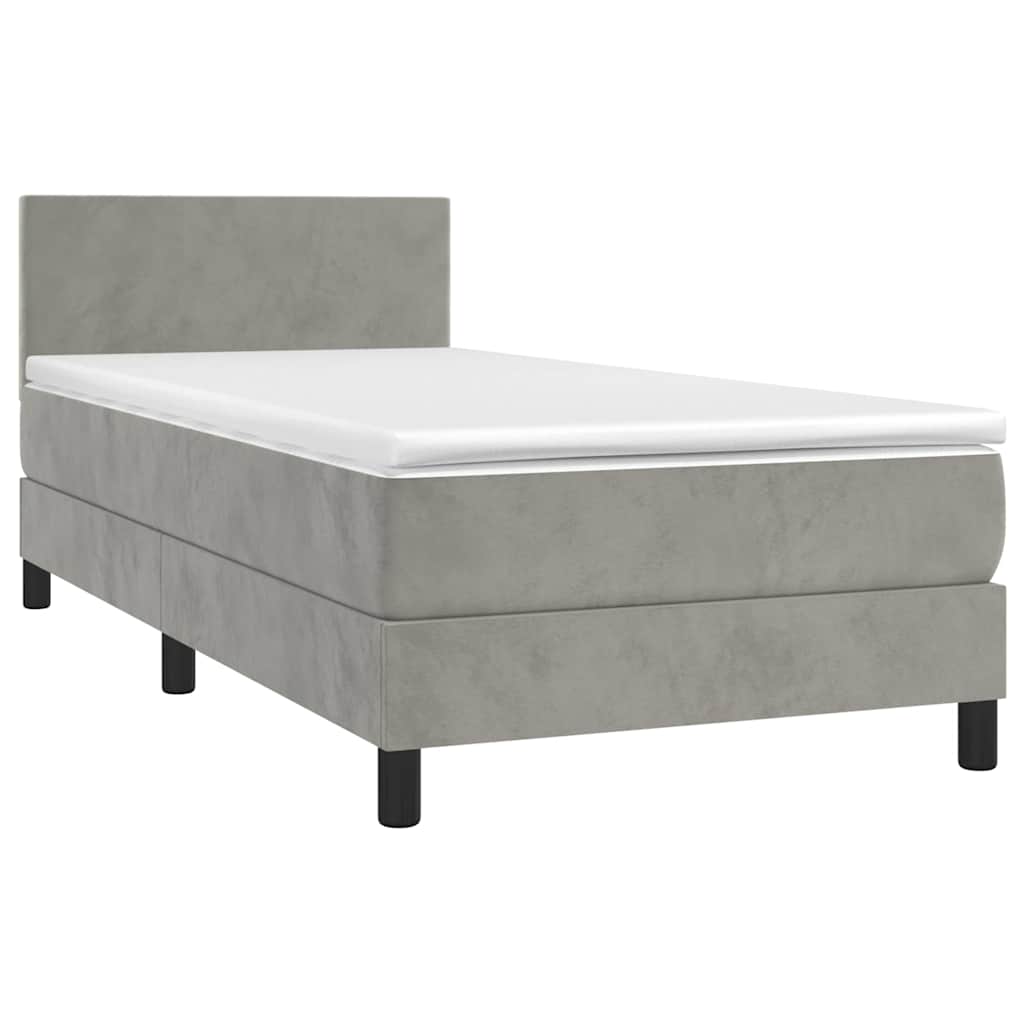 Sommier à lattes de lit avec matelas LED Gris clair 100x200 cm