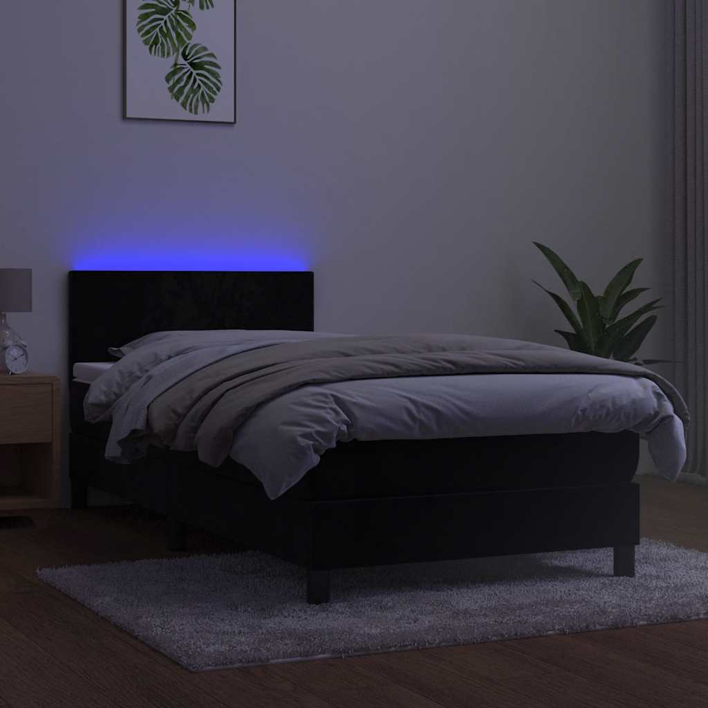 Sommier à lattes de lit avec matelas LED Noir 100x200cm Velours - XIOS