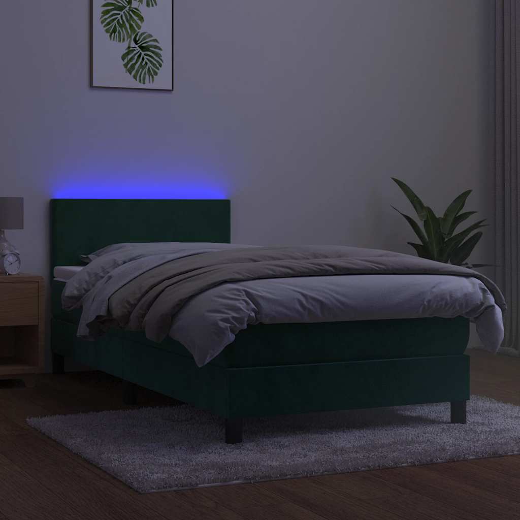 Sommier à lattes de lit avec matelas LED Vert foncé 100x200 cm - XIOS