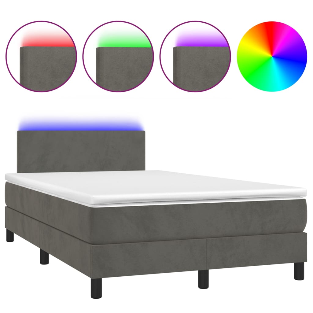Sommier à lattes de lit avec matelas LED Gris foncé 120x200 cm - XIOS