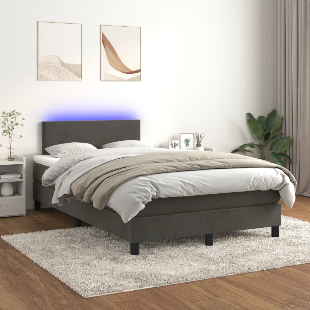 Sommier à lattes de lit avec matelas LED Gris foncé 120x200 cm - XIOS