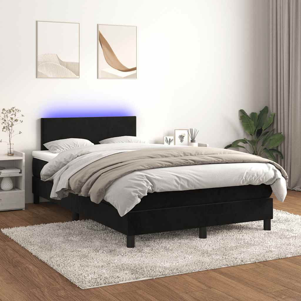 Sommier à lattes de lit avec matelas LED Noir 120x200cm Velours - XIOS