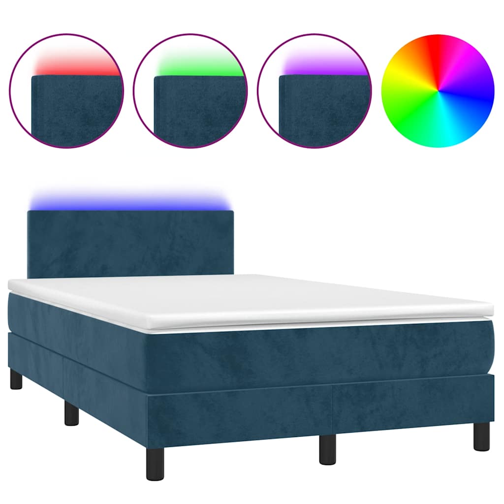 Sommier à lattes de lit avec matelas LED Bleu foncé 120x200 cm - XIOS