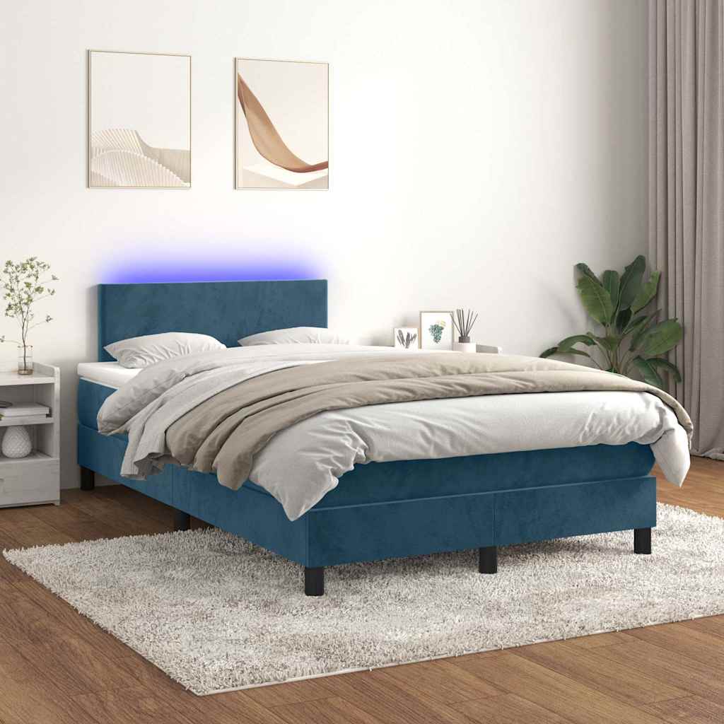 Sommier à lattes de lit avec matelas LED Bleu foncé 120x200 cm - XIOS