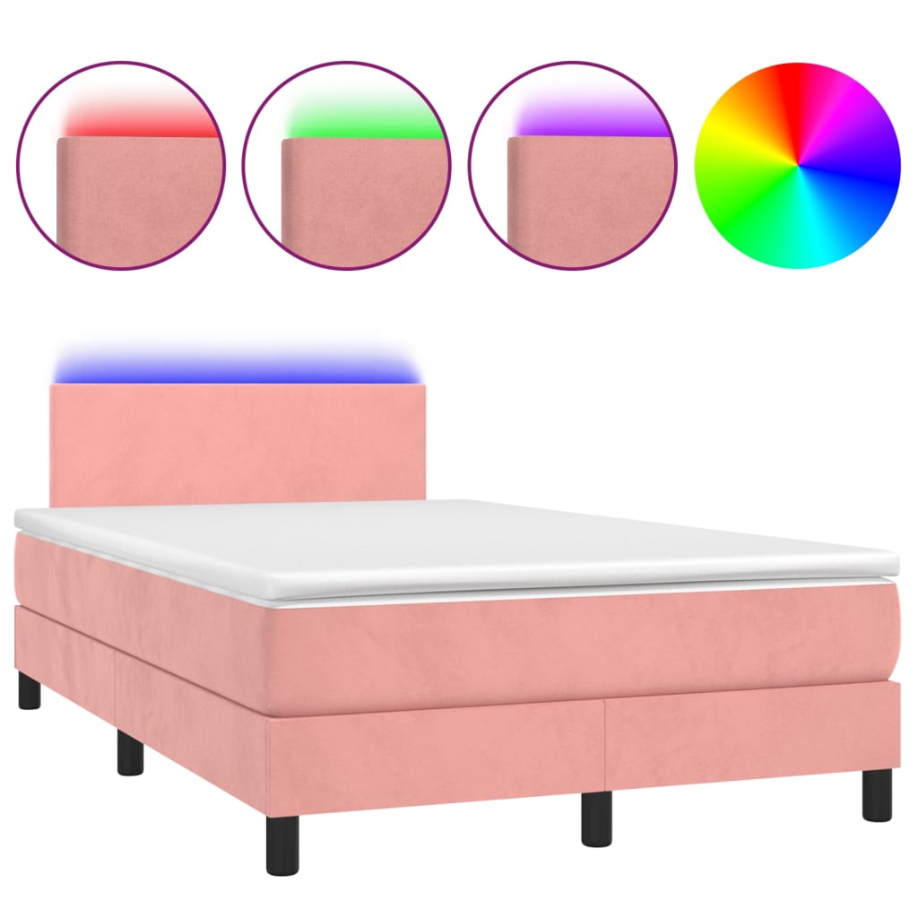 Sommier à lattes de lit avec matelas LED Rose 120x200cm Velours - XIOS