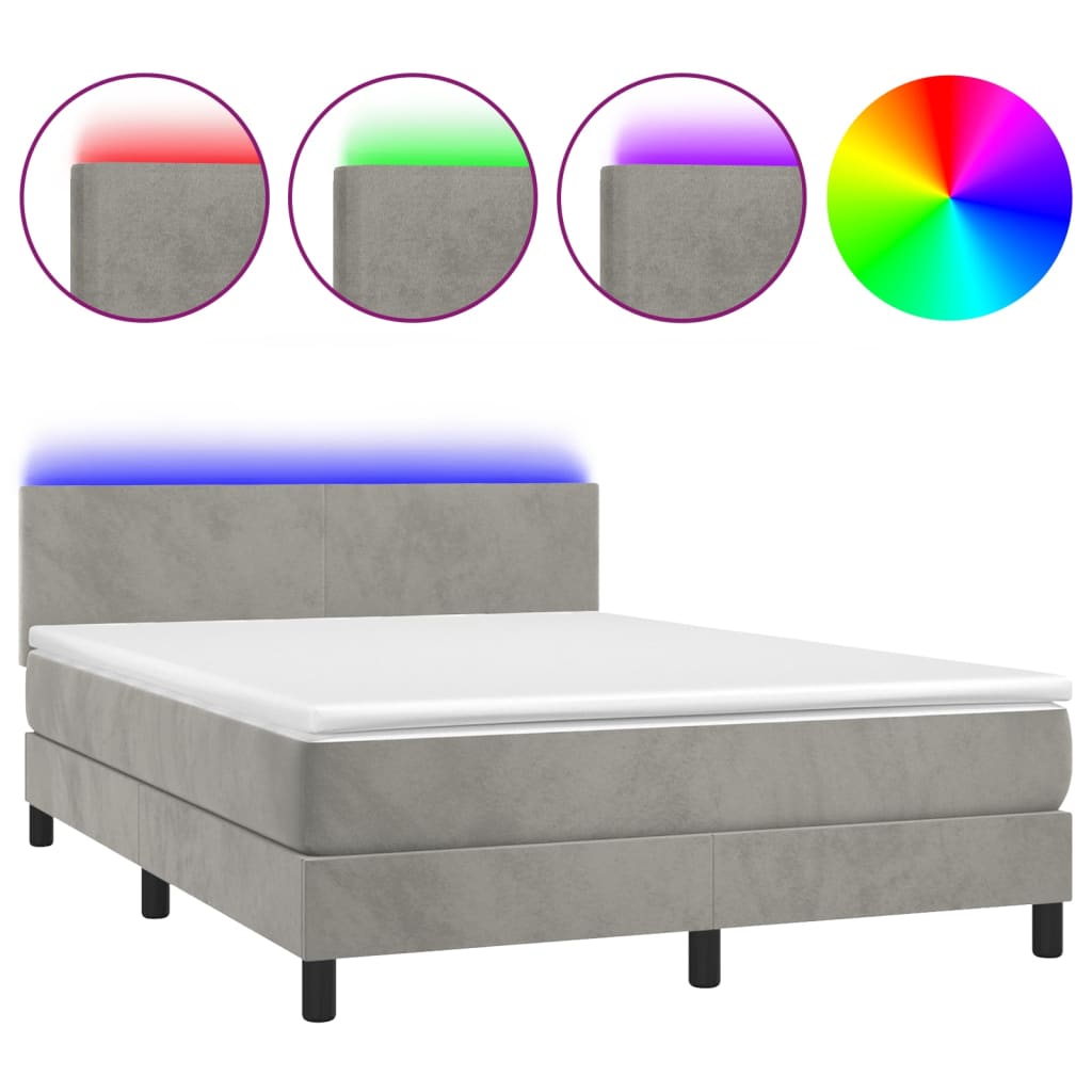 Sommier à lattes de lit avec matelas LED Gris clair 140x190 cm - XIOS