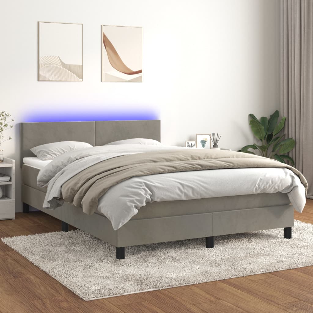 Sommier à lattes de lit avec matelas LED Gris clair 140x190 cm - XIOS