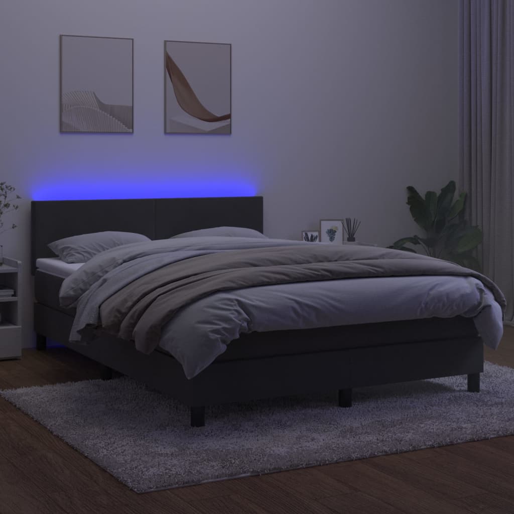 Sommier à lattes de lit avec matelas LED Gris foncé 140x190 cm - XIOS