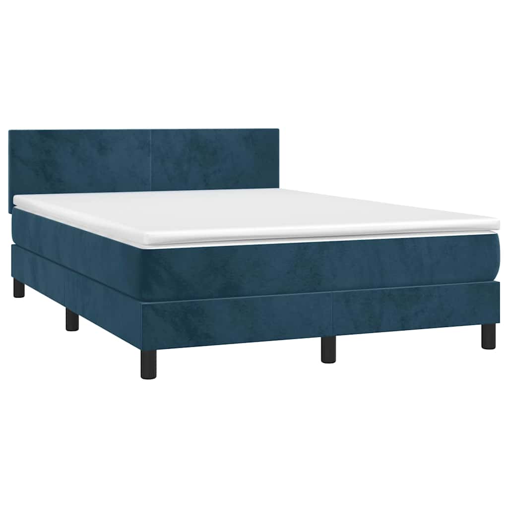 Sommier à lattes de lit avec matelas LED Bleu foncé 140x190 cm - XIOS