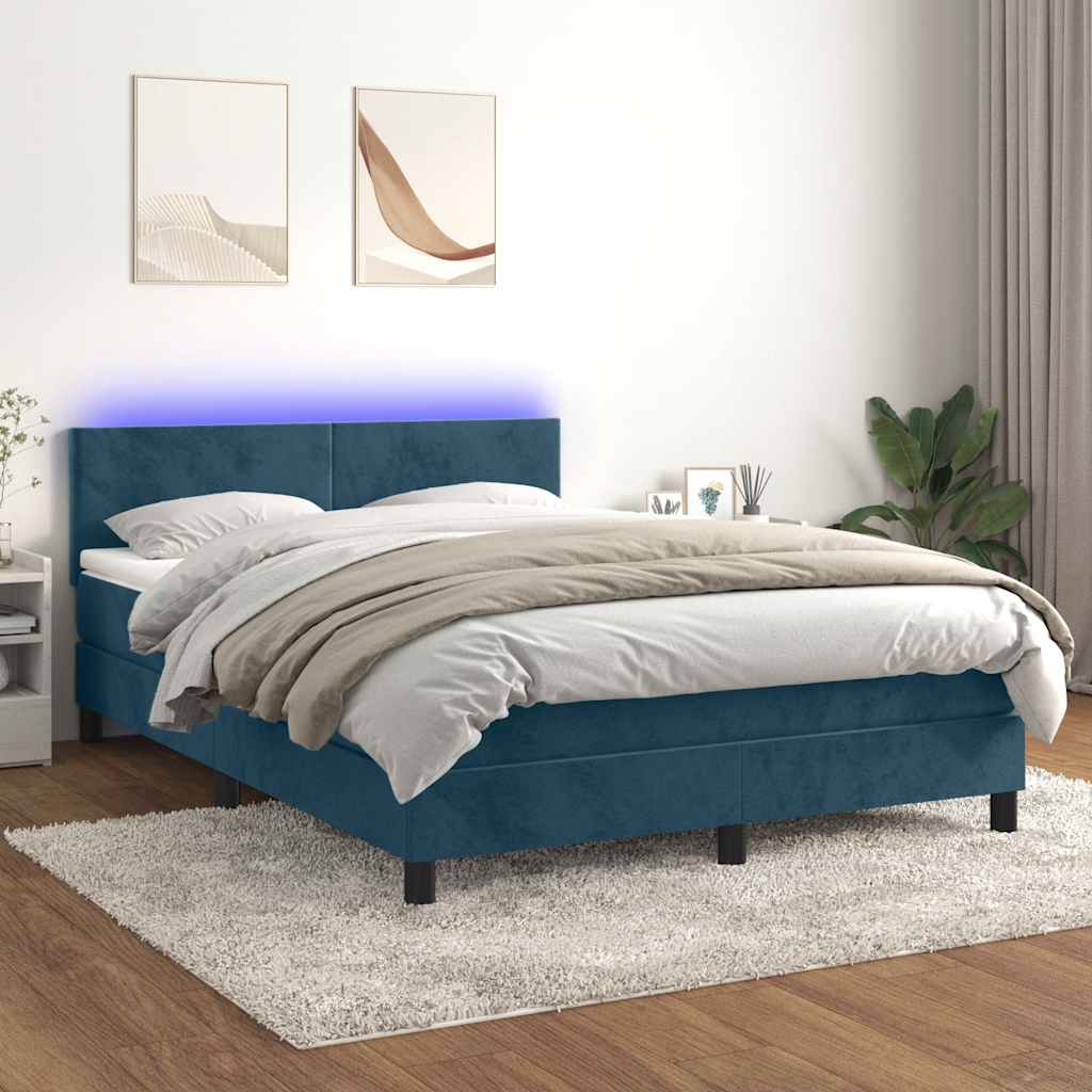 Sommier à lattes de lit avec matelas LED Bleu foncé 140x190 cm - XIOS