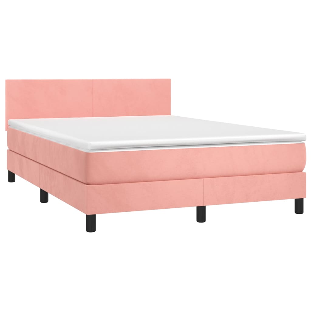 Sommier à lattes de lit avec matelas LED Rose 140x190cm Velours - XIOS