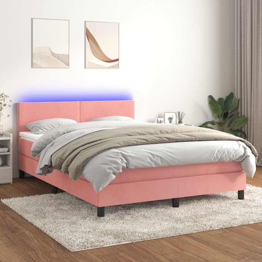Sommier à lattes de lit avec matelas LED Rose 140x190cm Velours - XIOS