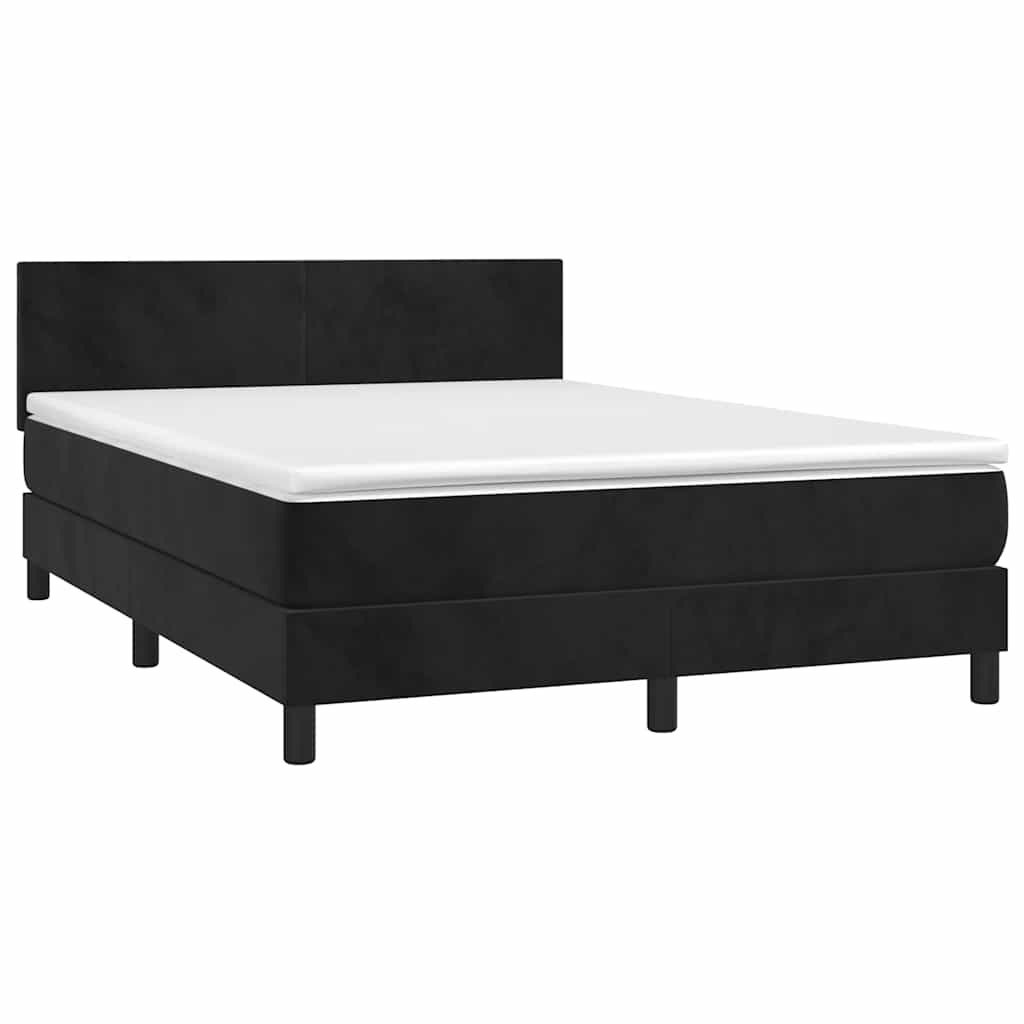 Sommier à lattes de lit avec matelas LED Noir 140x200cm Velours - XIOS