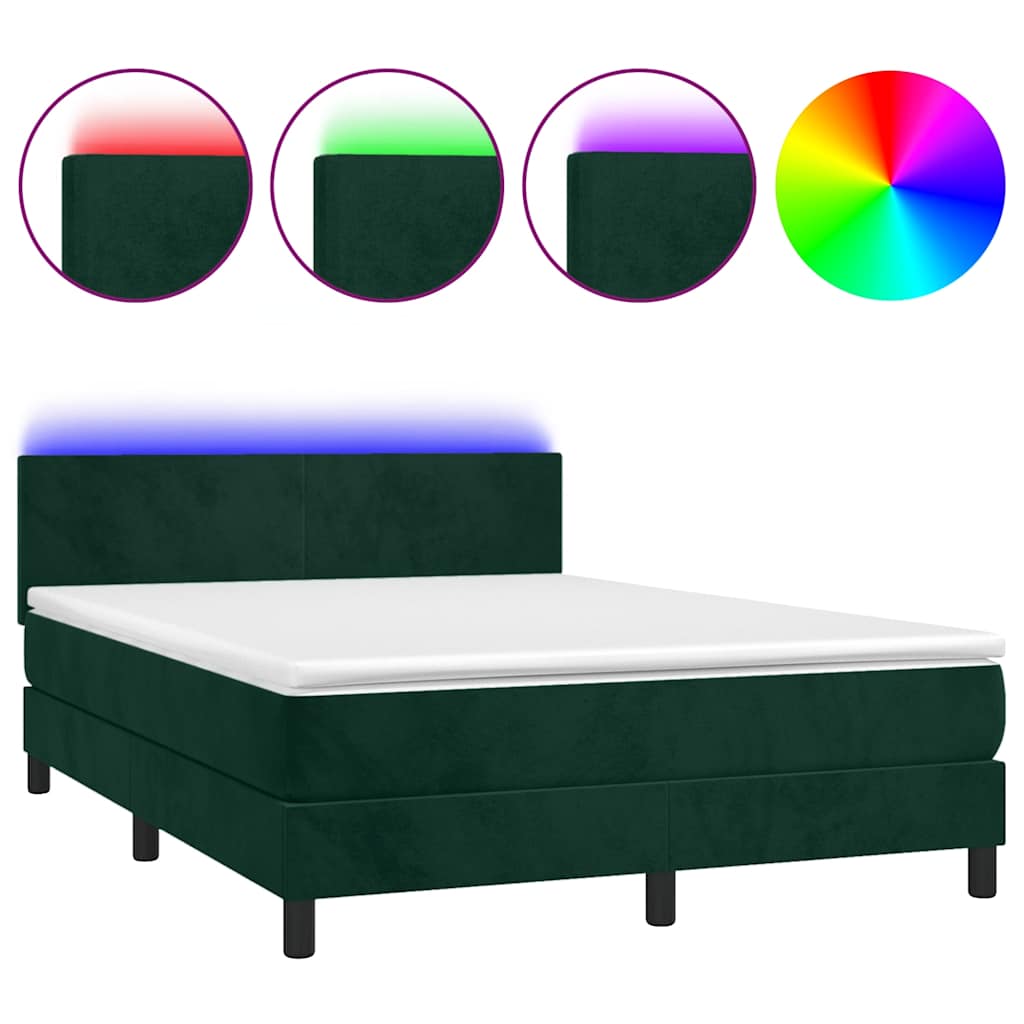 Sommier à lattes de lit avec matelas LED Vert foncé 140x200 cm - XIOS